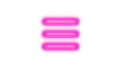 Neon symbol bars icon pink color glow with transparent background