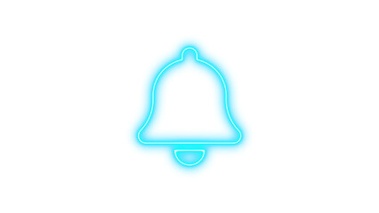 Neon symbol bell icon cyan color glow with transparent background