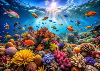 Naklejka premium Captivating Underwater Marvels Explored with High Depth of Field