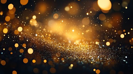Golden glitter bokeh effect on a transparent or white background. 