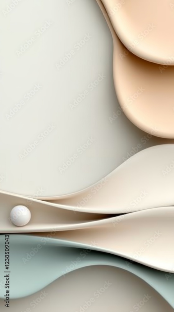 Poster creative background design featuring smooth and wavy layers in soft neutral tones for artistic inspi