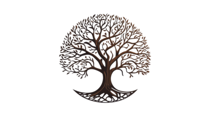 Brown tree of life growing with transparent background