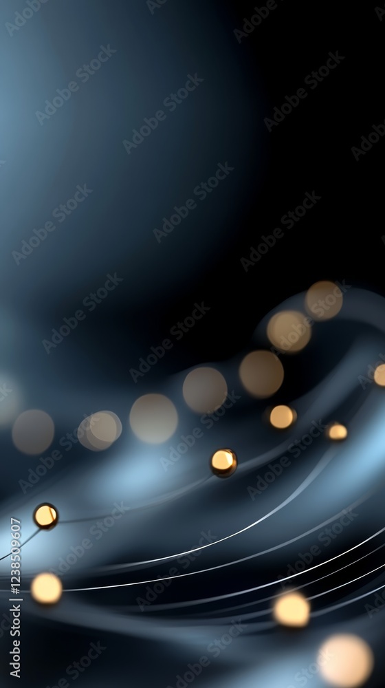 Aufkleber designers create an abstract background featuring flowing light orbs amidst a calming dark atmospher