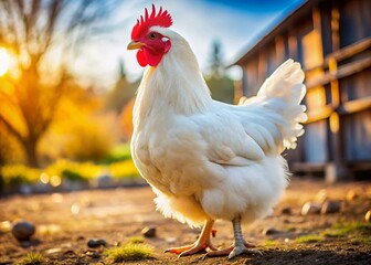 Fototapeta premium Carefree Chicken Roaming on the Farm