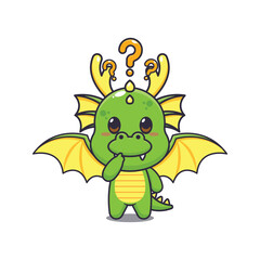 dragon mascot cartoon character vector illustration is confused.