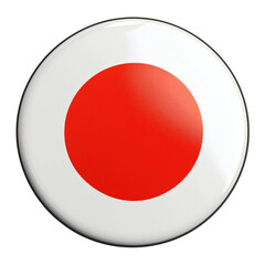 Japan National Flag Button Badge with Glossy Finish on Transparent Background