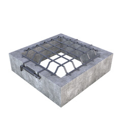 Trapdoor, 3d illustration Isolated on white background