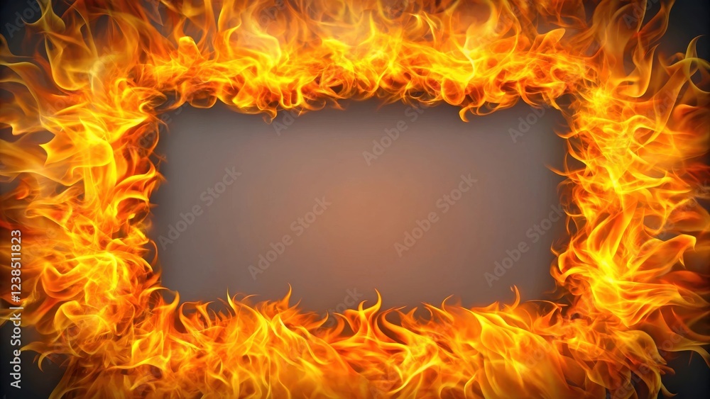 Aufkleber fiery frame a background of intense orange and yellow flames encircling a blank space ideal for text