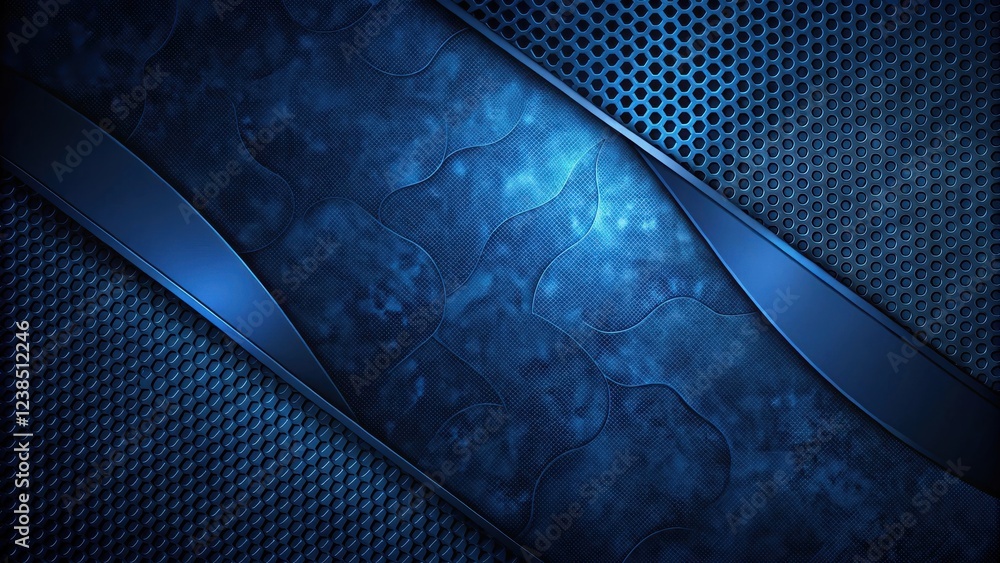 Poster abstract dark blue metallic texture with geometric patterns and diagonal stripes