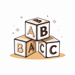 Colorful alphabet blocks stacked playfully, childhood learning