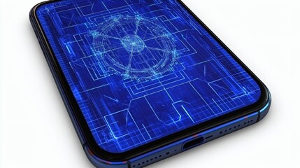 Smartphone Display: Abstract Blue Circuit Design