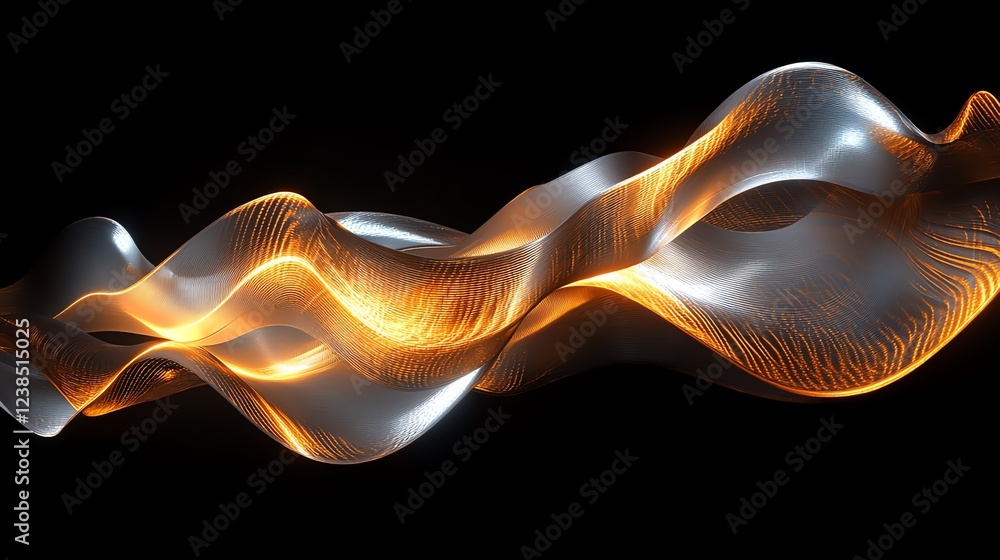 Poster waves of light and metal intertwine in a dynamic display of color and form