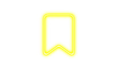 Neon symbol bookmark icon yellow color glow with transparent background