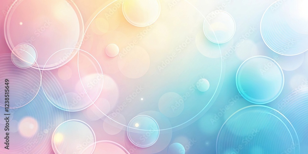 Poster pastel abstract background with overlapping circles and soft glow
