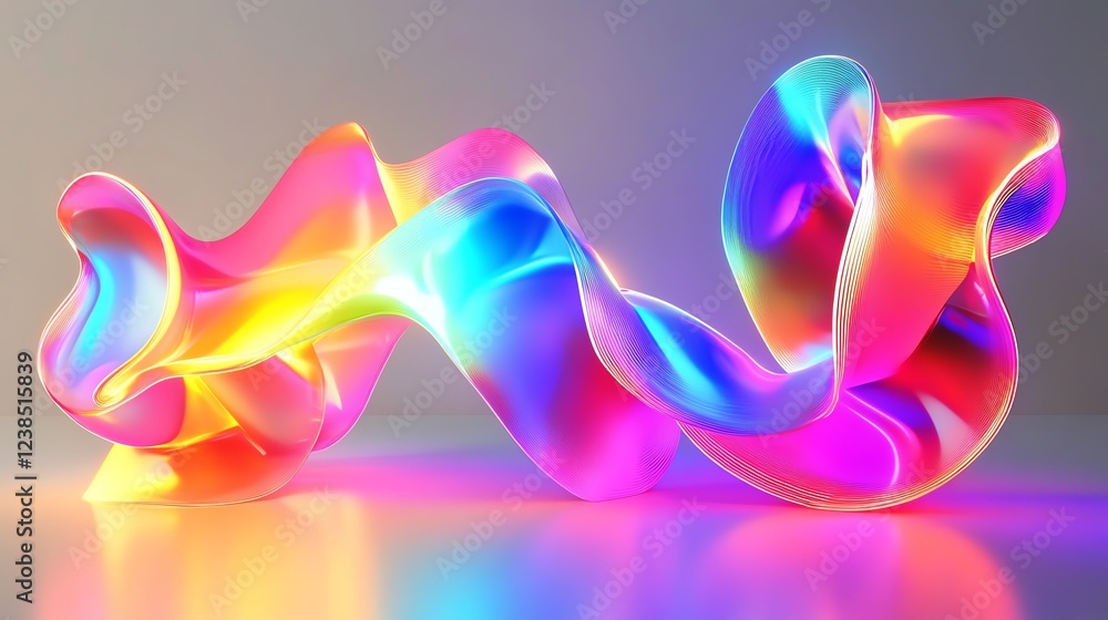 Poster colorful light waves create an abstract display of vibrant hues and flowing shapes in an artistic se