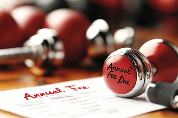 A gym membership renewal form with "Annual Fee Due" stamped in red across the paper