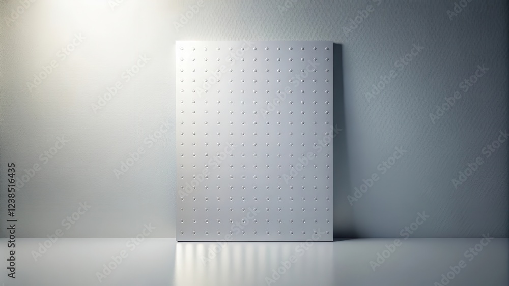 Fototapete modern minimalist metallic panel with subtle texture and regularly spaced circular indents