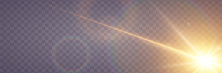 Light with rays and glare. Star explosion and flare.