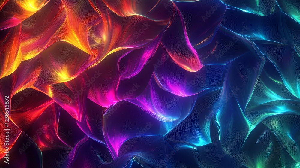 Poster vibrant abstract patterns display a colorful interplay of light and texture in a modern digital art 