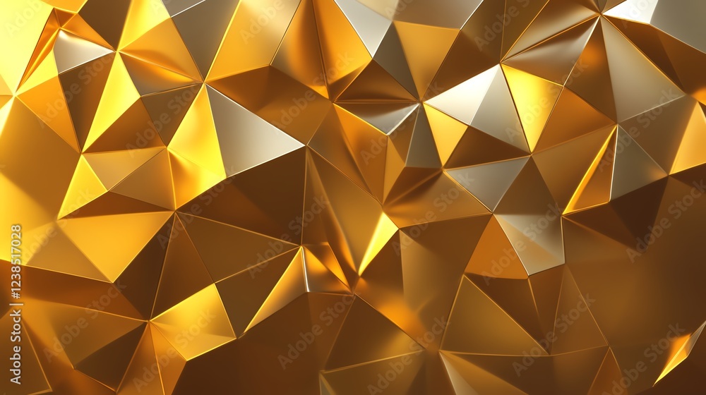 Poster geometric golden pattern reflecting light in intricate design with sharp angles