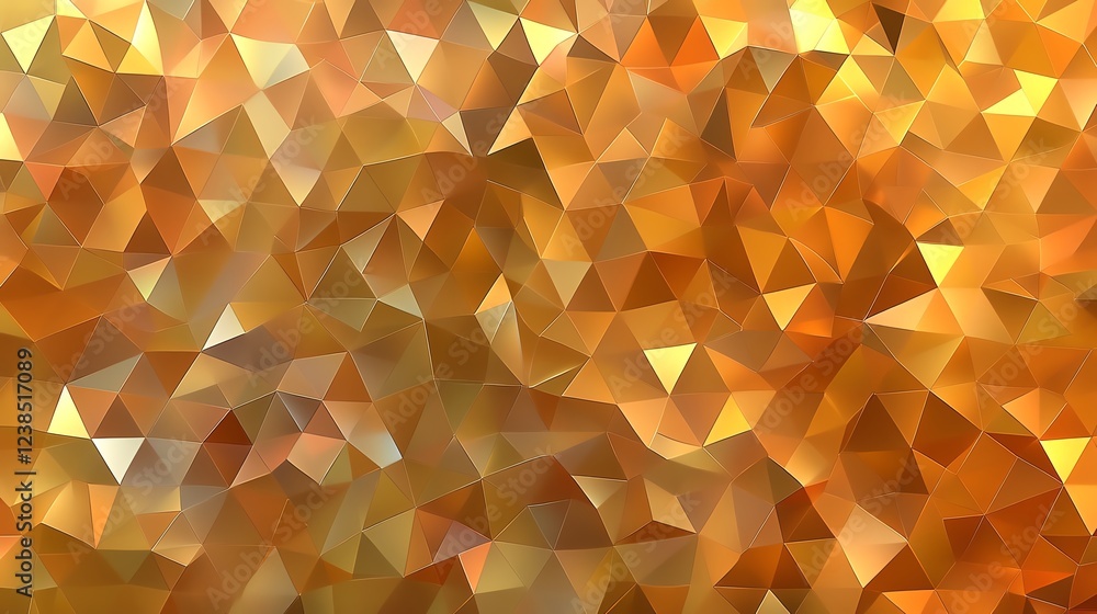 Poster colorful geometric pattern with golden hues and triangular shapes creating a vibrant texture