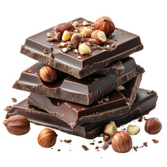 chocolate with nuts isolated on transparent background