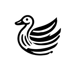 Monochrome Duck: A Minimalist Bird Illustration, Stylish and Elegant Graphic Design, Abstract Vector Art, Simple Nature Icon