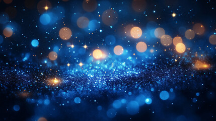 Obraz premium abstract blue bokeh lights glowing in dark 