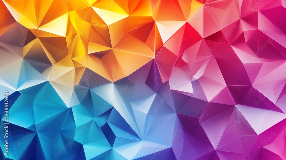 Poster vibrant abstract geometric pattern with a blend of warm and cool colors in a dynamic design