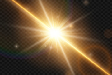 Star light explosion special effect. The glare of light rays and the lens.