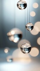 Creative backgrounds for designers showcasing suspended spheres against a blurred bokeh backdrop