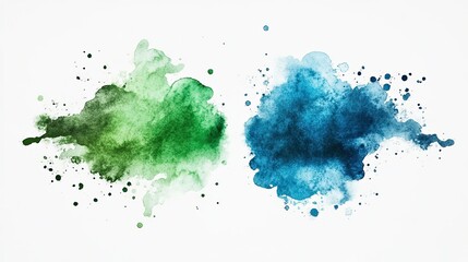 Green and blue watercolor stain isolated on a transparent or white background.