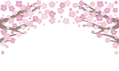 Naklejka premium 桜の花のある風景フレーム