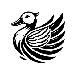 Elegant Black and White Duck Illustration: A Stunning Avian Design