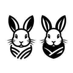 Elegant Rabbit Logo: Black and White Bunny Vector Icon, Perfect for Easter or Pet Brand
