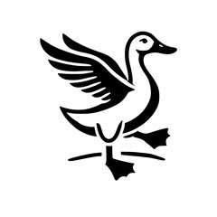 A Stunning Minimalist Duck Illustration: Black and White Avian Art