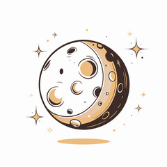 Stylized crescent moon with stars, celestial beauty and wonder