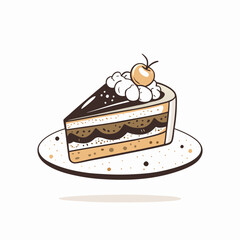 Dessert slice with whipped cream and cherry, sweet indulgence