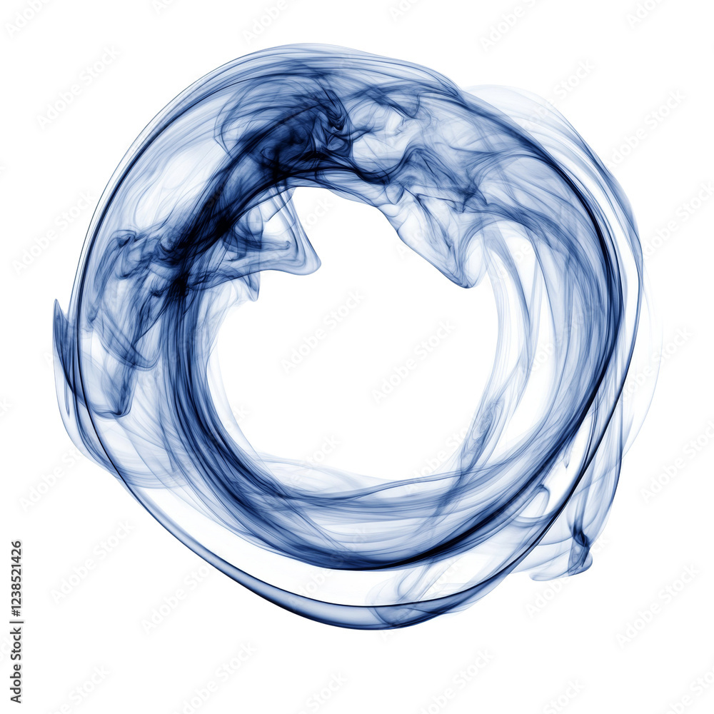 Aufkleber an abstract image featuring a circular formation of blue smoke wisps against a black background crea