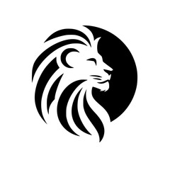 Majestic Lion Head: A Black and White Vector Illustration. Perfect for logos, branding, and design projects. This striking image evokes power, strength, and royalty.