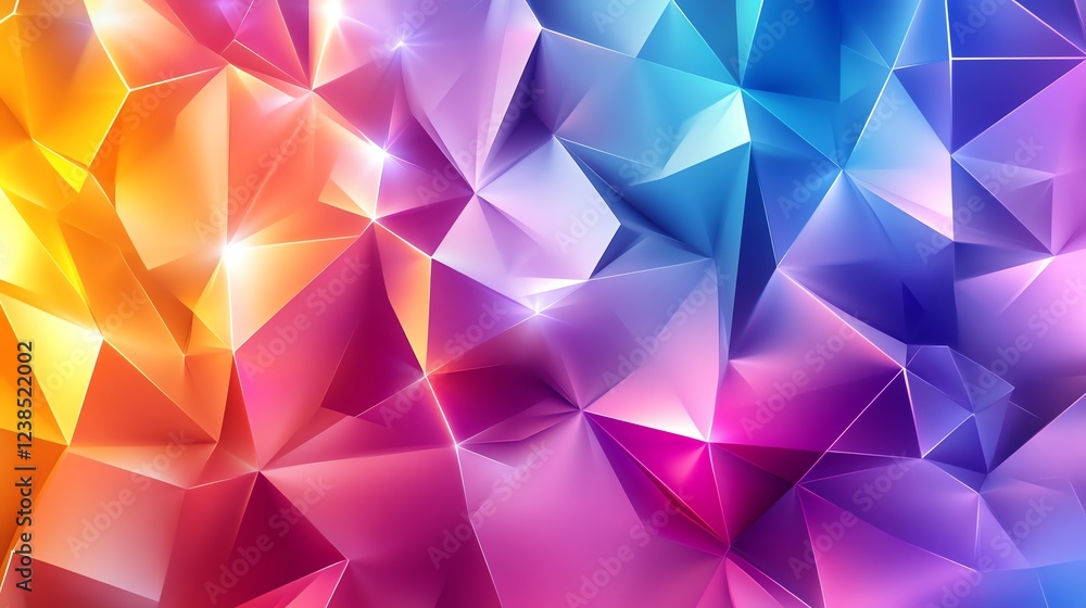 Poster vibrant geometric shapes create a colorful abstract design with sharp angles and smooth gradients