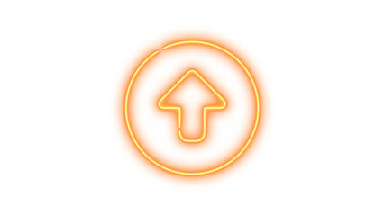 Neon symbol circle up icon brown color glow with transparent background