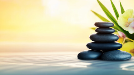 Obraz premium stones balanced in zen garden