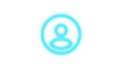 Neon symbol circle user icon cyan color glow with transparent background
