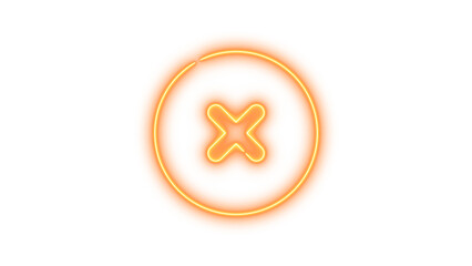 Neon symbol circle xmark icon brown color glow with transparent background