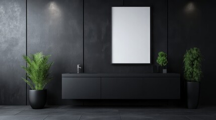 Modern Minimalist Bathroom Design Featuring Sleek Cabinets and Plants