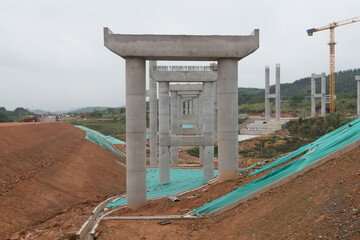 Freeway ramp bridge pier columns