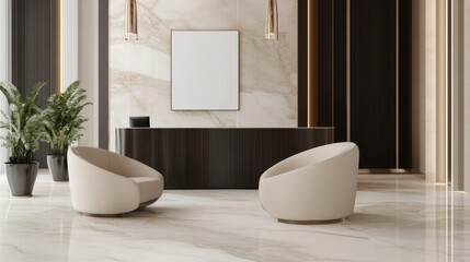 Fototapeta premium Modern Lobby Interior with Elegant Chairs and Minimalist Design Elements
