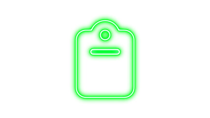Neon symbol clipboard icon green color glow with transparent background
