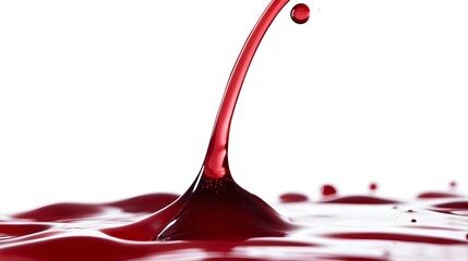 Dripping Fluid red color, on a white background, generative AI
